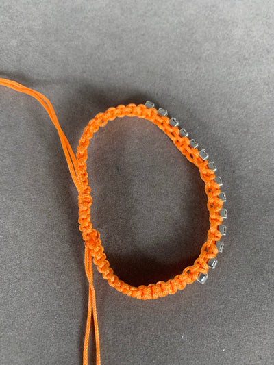 Orange Braided Bracelet with Crystals