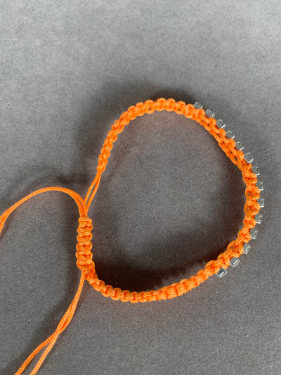 Orange Braided Bracelet with Crystals
