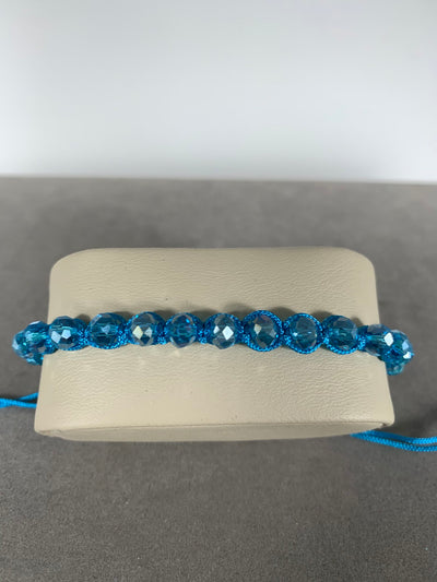 Blue Braided Bracelet Featuring Crystal Beads