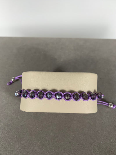 Purple Braided Bracelet Featuring Crystal Beads