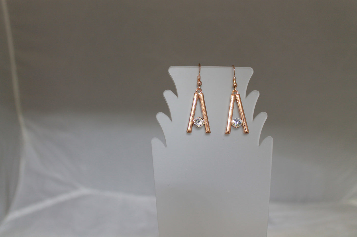 Initial A Earrings in Silver & Rose Gold Tone