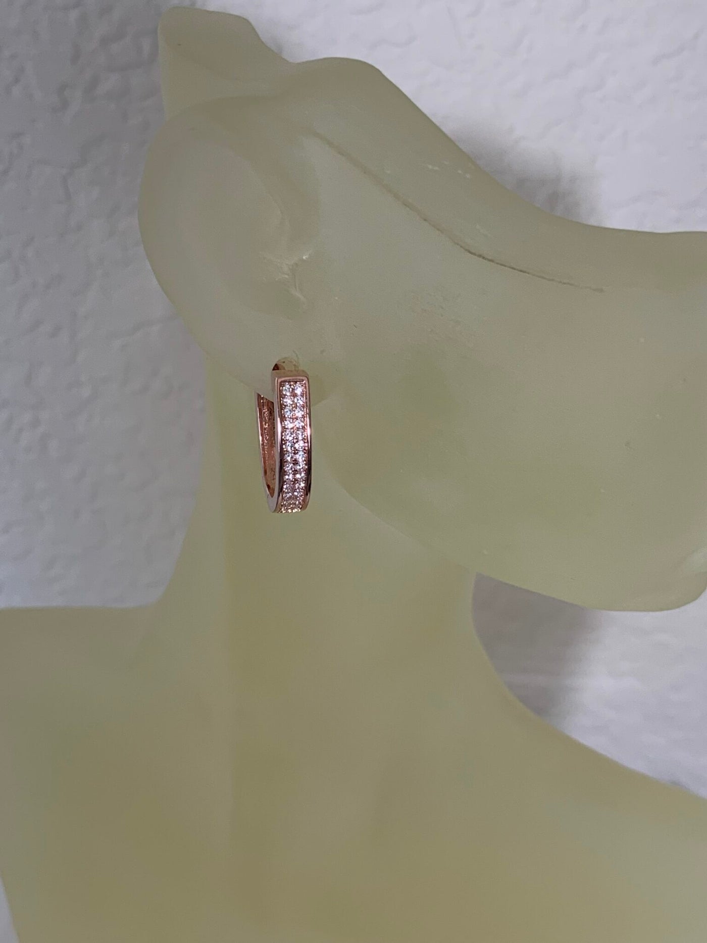 Rose (Pink) Gold Tone Pave Set Cubic Zirconia CZ Hoop Earrings