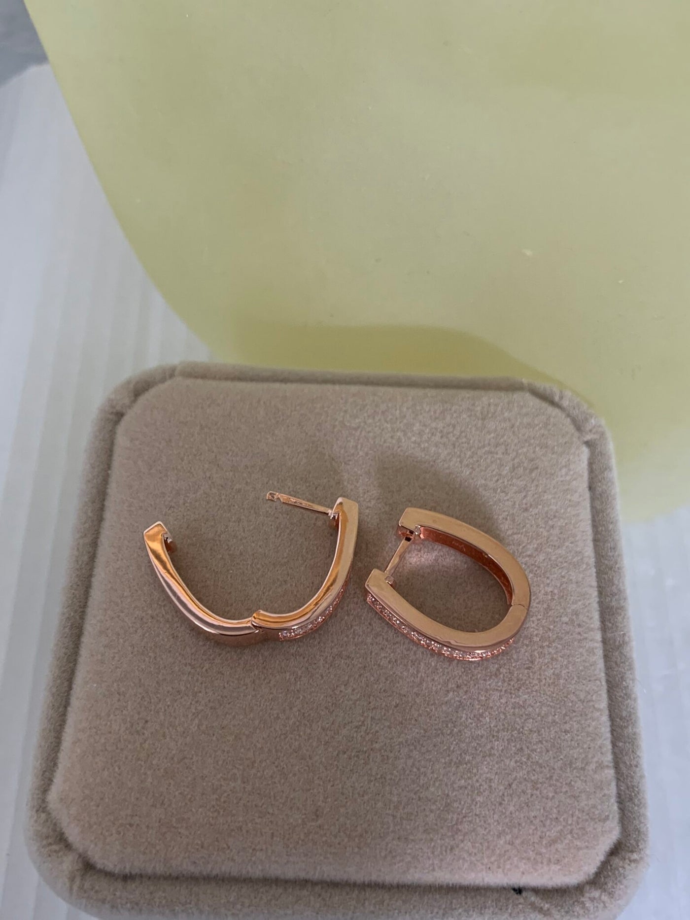 Rose (Pink) Gold Tone Pave Set Cubic Zirconia CZ Hoop Earrings