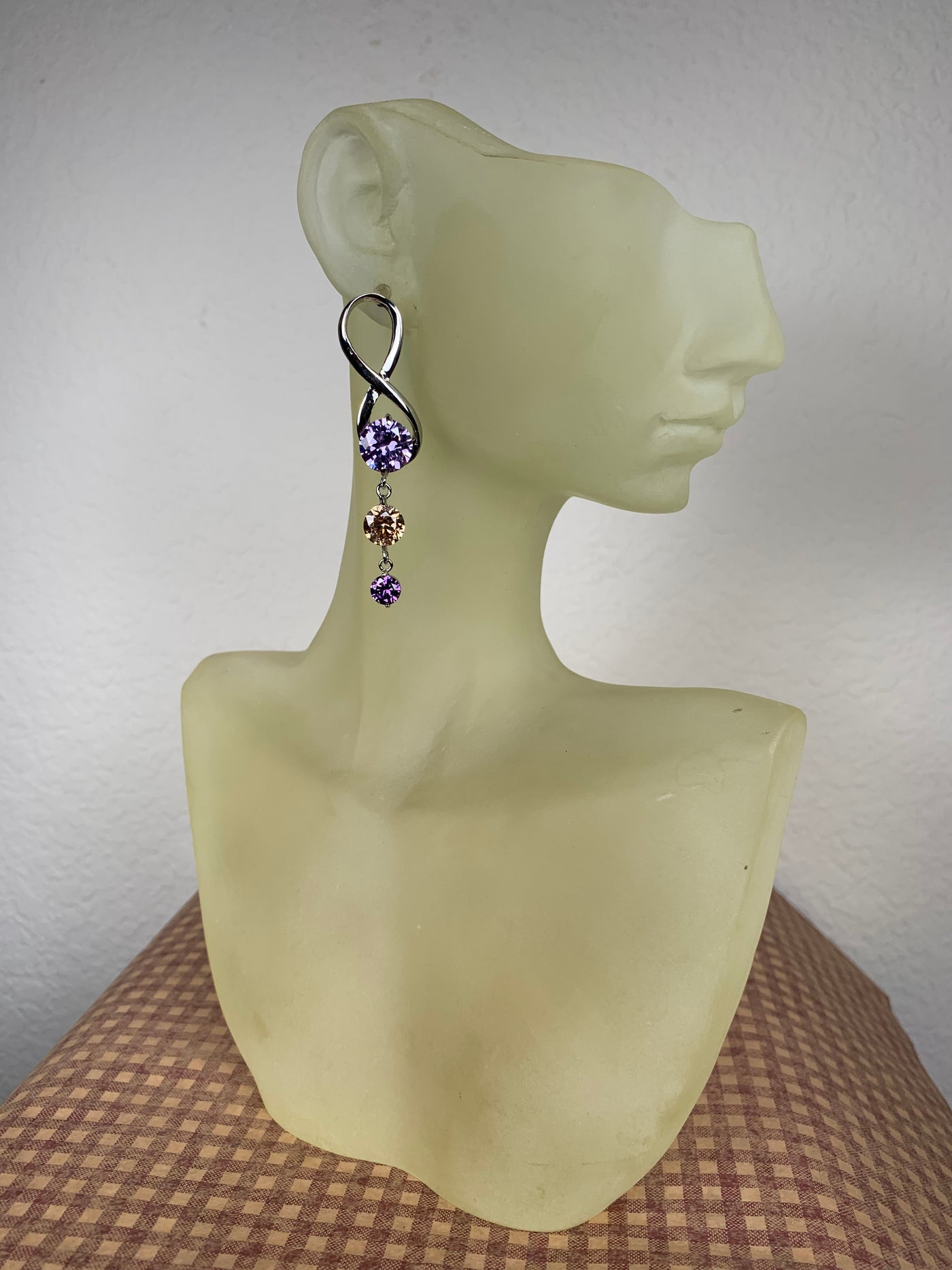 Triple Round Cubic Zirconia Dangling Earrings