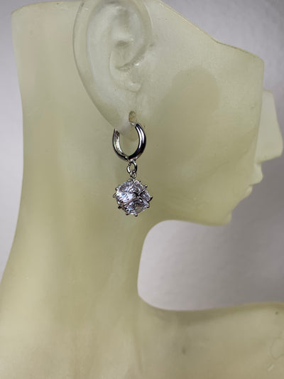 Cubic Zirconia Dangling Ball Earrings