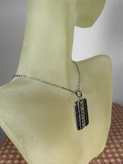 Dog Tag Style with Filigree Center Pendant Necklace