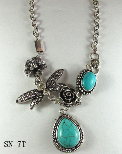 Silver Tone Necklace Featuring a Dragonfly Theme