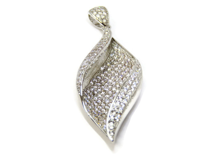 Pave Set Cubic Zirconia Pendant in Silver Tone