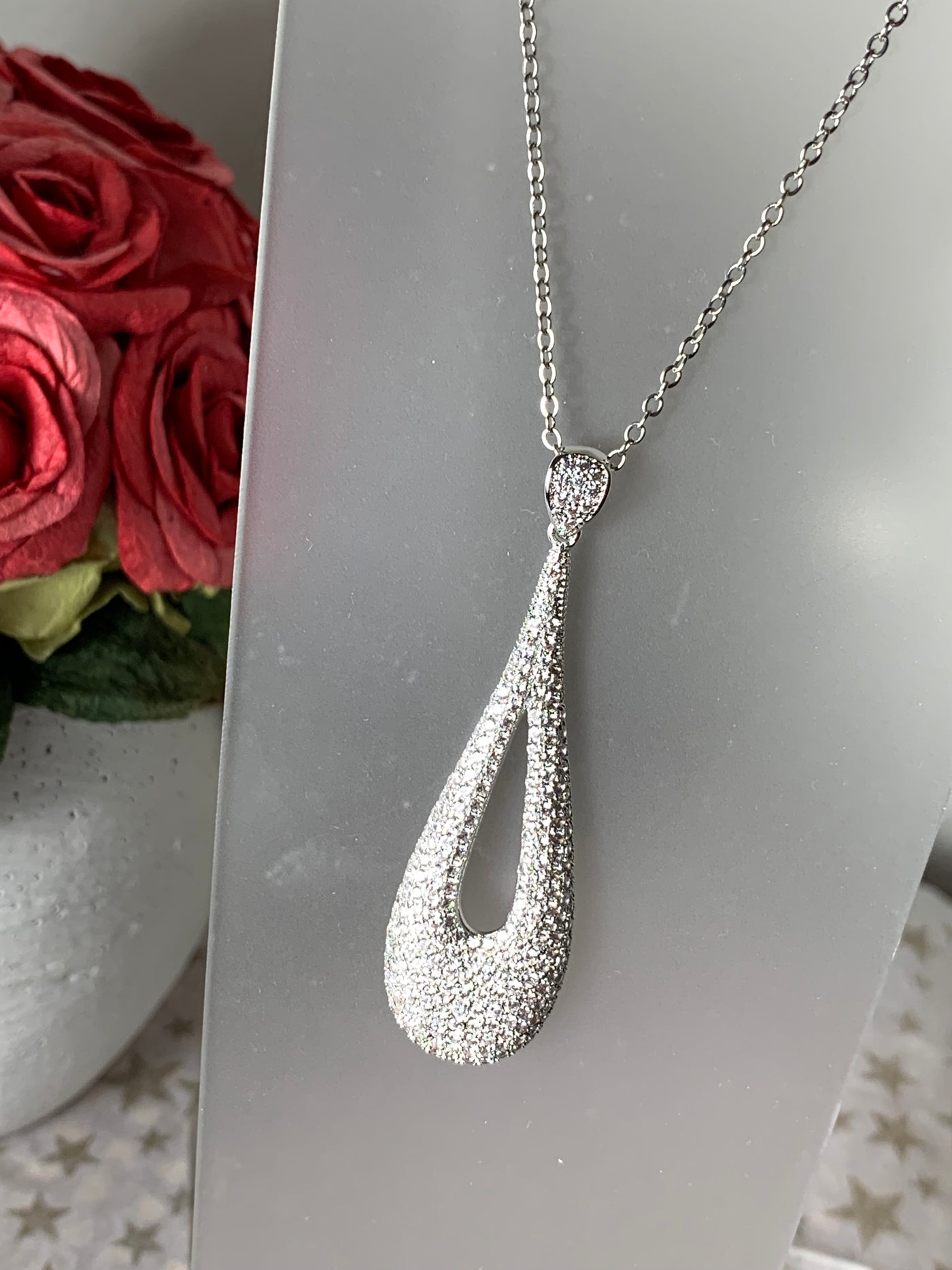 Contemporary Pendant Decorated with Pave Set Cubic Zirconia