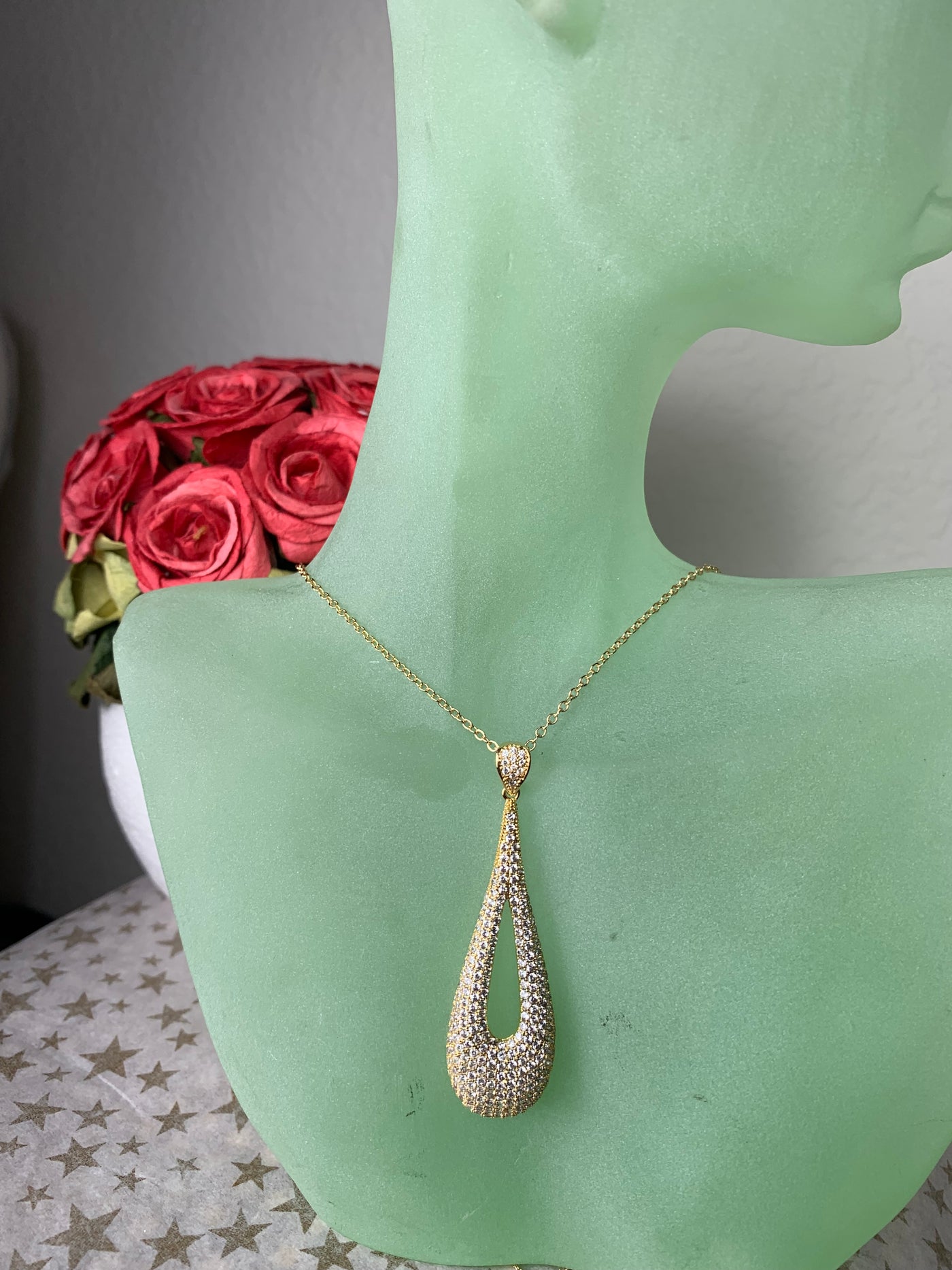 Contemporary Pendant Decorated with Pave Set Cubic Zirconia