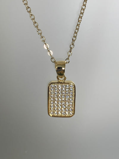 Pave Set Cubic Zirconia Rectangular Shape Pendant in Silver, Yellow & Rose Gold Tone