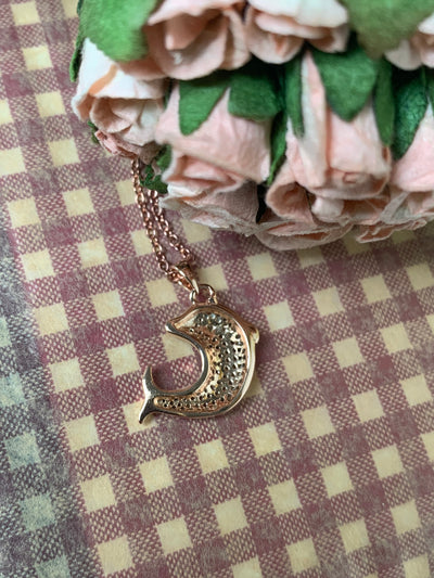 Pave Set Cubic Zirconium Dolphin Pendant in Silver, Yellow and Rose Gold Tone