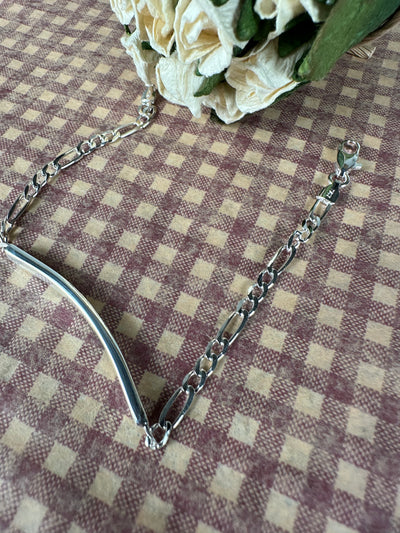 Sterling Silver ID Figaro Chain Bracelet from Italy