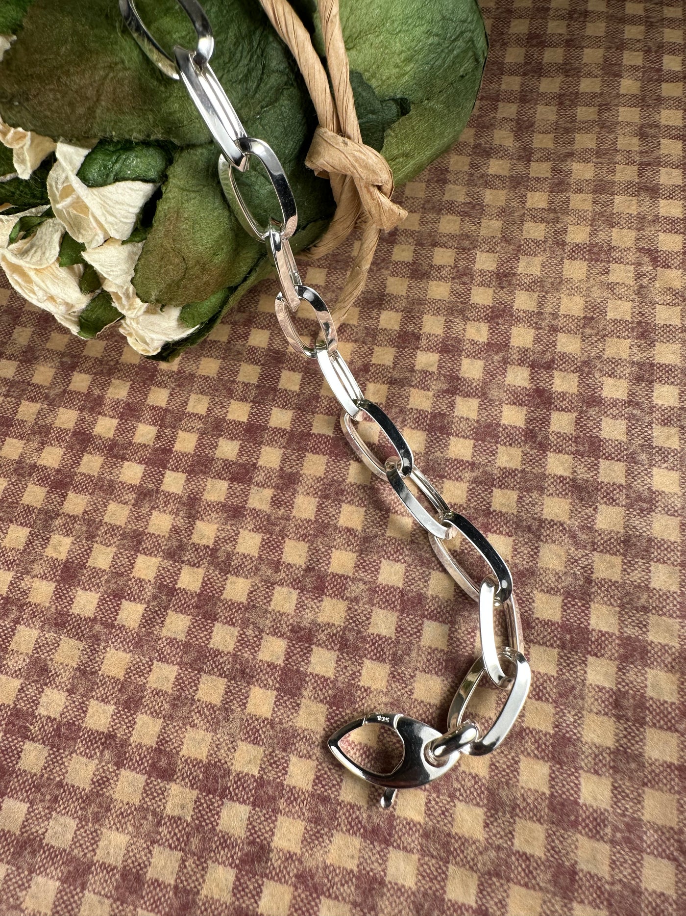 Trendy Sterling Silver Link Bracelet from Italy 7.5" 8"