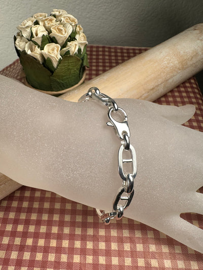 Italian Link Chain Bracelet in Sterling Silver 8" 8.75"