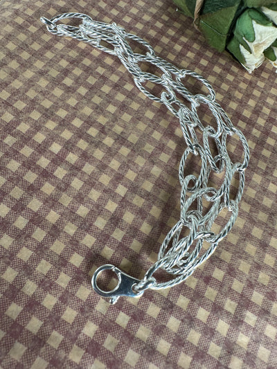 Sterling Silver 3 Strand Link Bracelet from Italy 8.5" 9"
