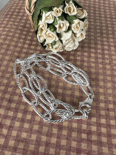 Sterling Silver 3 Strand Link Bracelet from Italy 8.5" 9"