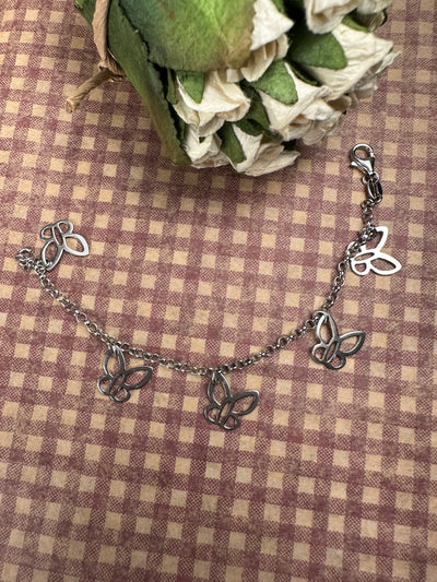 Sterling Silver Butterfly Charm Bracelet from Italy 6"
