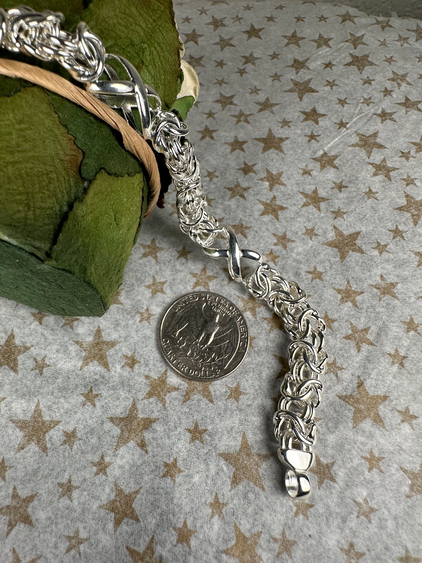 Italian Sterling Silver Bysantine Bracelet 8" 8.5"