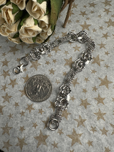 Italian Sterling Silver Fancy Link Bracelet 6.9" 7" 7.25"