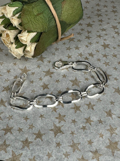 Italian Sterling Silver Long Link Bracelet 7" 7.8" 8" 8.5"
