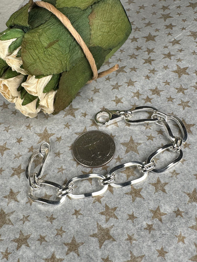 Italian Sterling Silver Long Link Bracelet 7" 7.8" 8" 8.5"