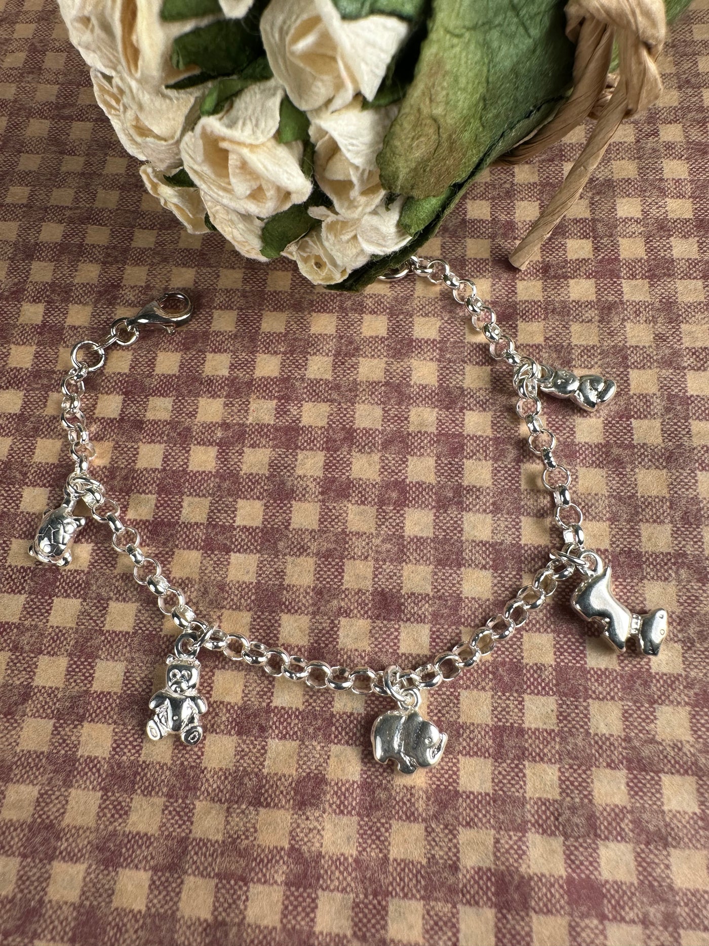 Sterling Silver Animal Charm Bracelet from Italy
