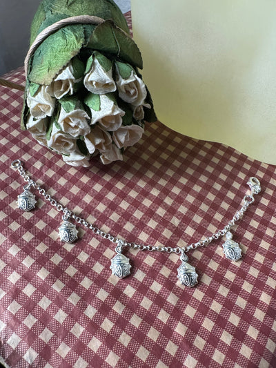 Sterling Silver Ladybug Charm Bracelet from Italy 5.75" 6.25"