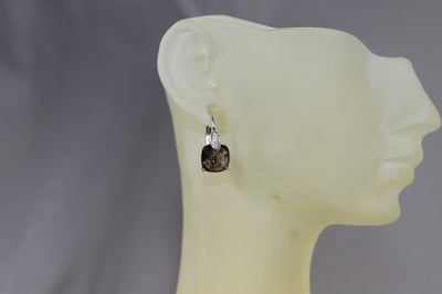 Sterling Silver and Brown CZ Dangling Earrings