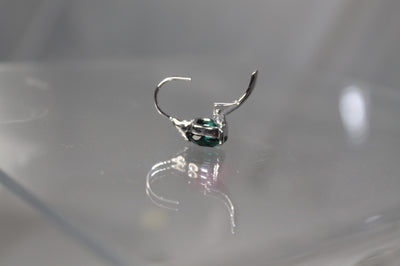 Sterling Silver and Square Green CZ Dangling Earrings