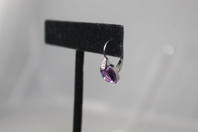 Sterling Silver and Square Cubic Zirconia Dangling Earrings
