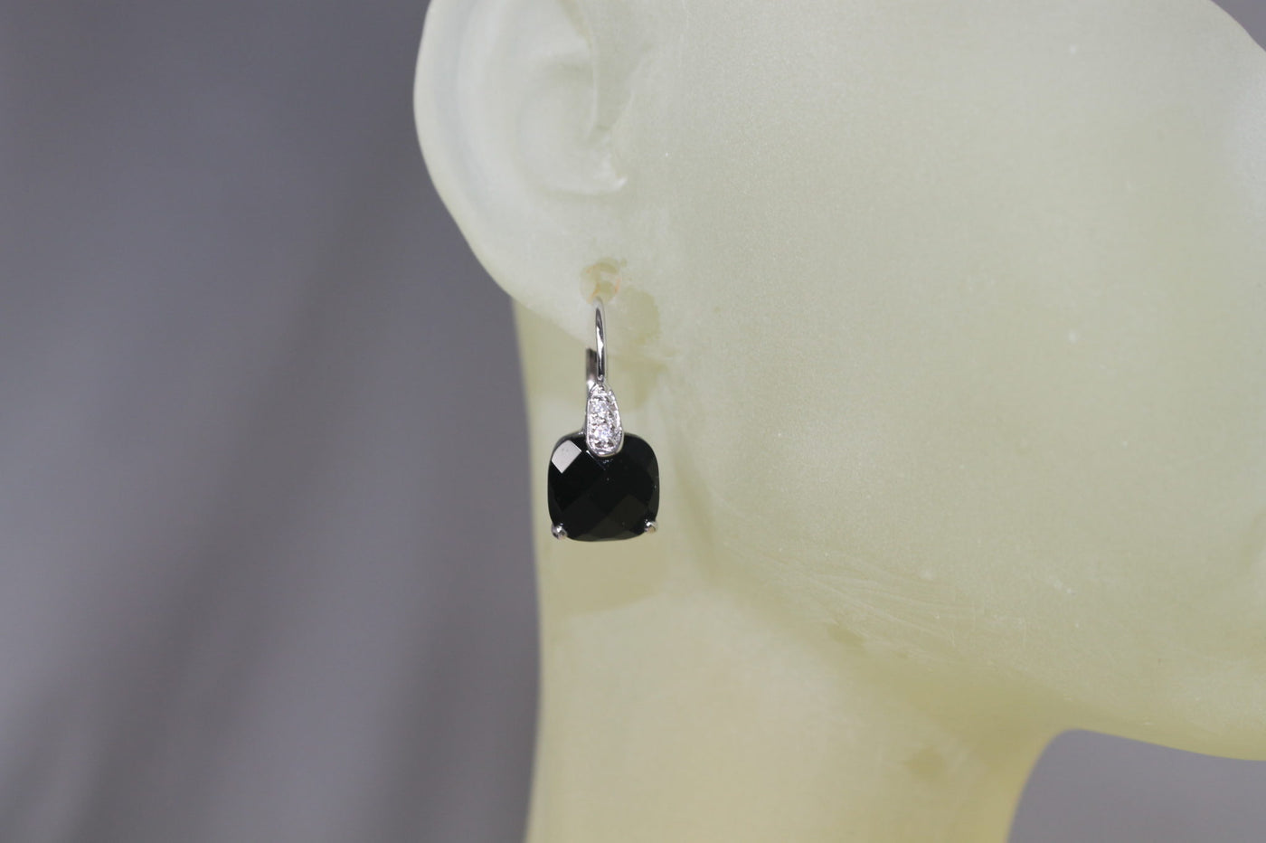 Sterling Silver and Black Cubic Zirconia Dangling Earrings