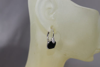 Sterling Silver and Black Cubic Zirconia Dangling Earrings