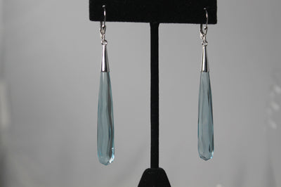 Sterling Silver and Pale Blue Cubic Zirconia Slender Briolette Earrings