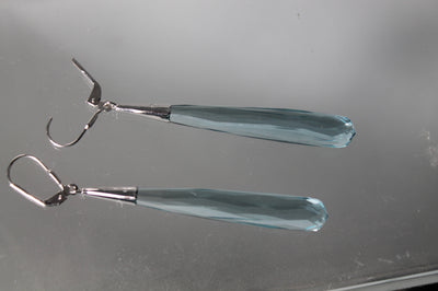Sterling Silver and Pale Blue Cubic Zirconia Slender Briolette Earrings