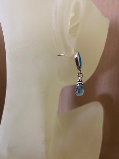 ilver Turquois & Blue Briolette Drop Earrings