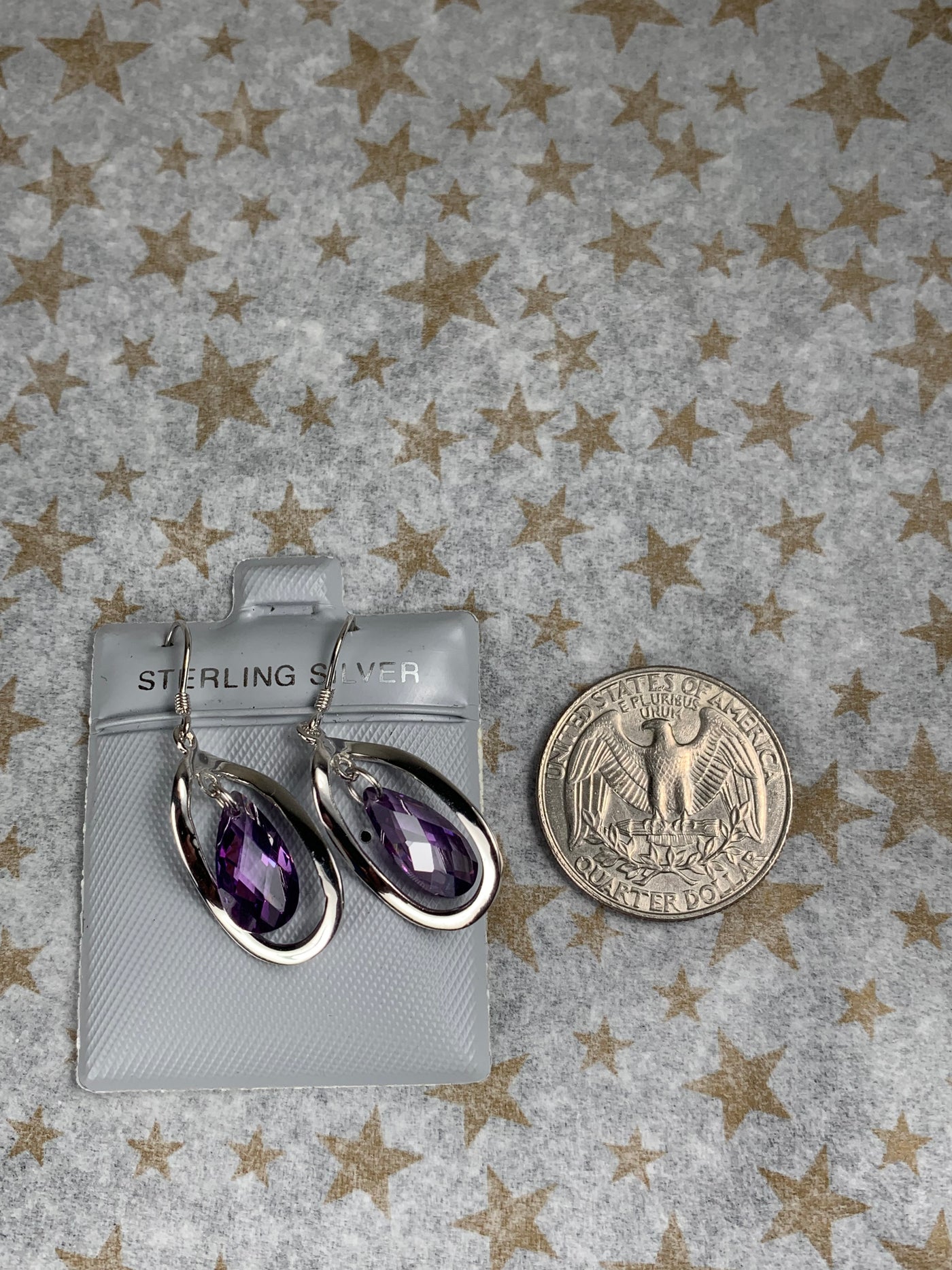 Faceted Purple Cubic Zirconia Dangling Earrings in Sterling Silver