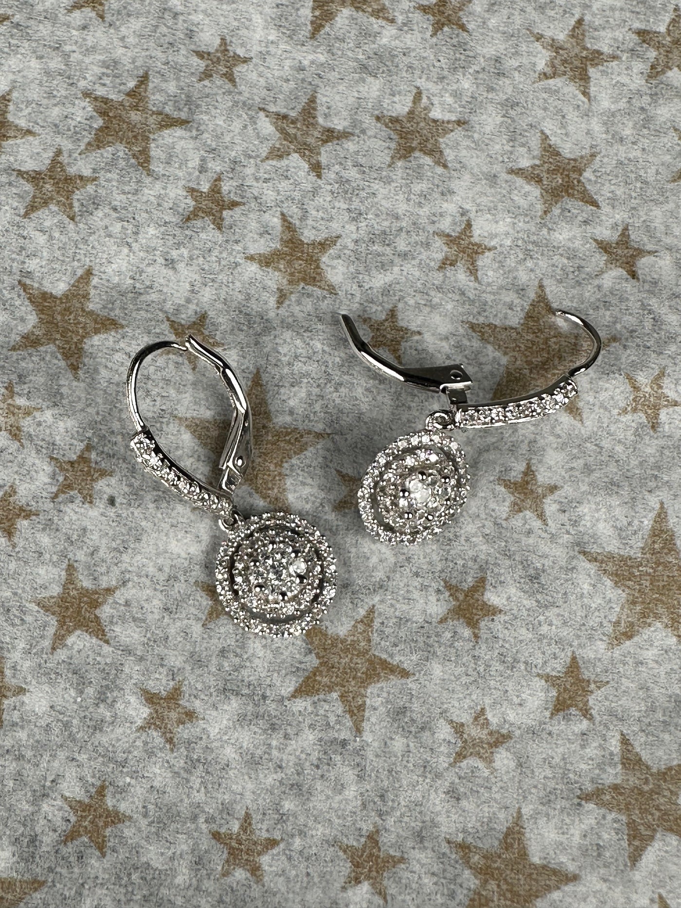 Fancy Sterling Silver and Cubic Zirconia Dangling Earrings