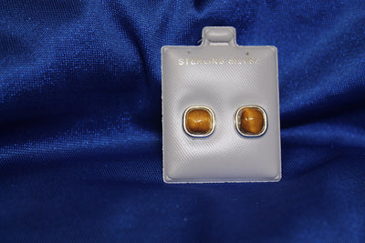 Square Tiger's Eye Earrings in Sterling Silver