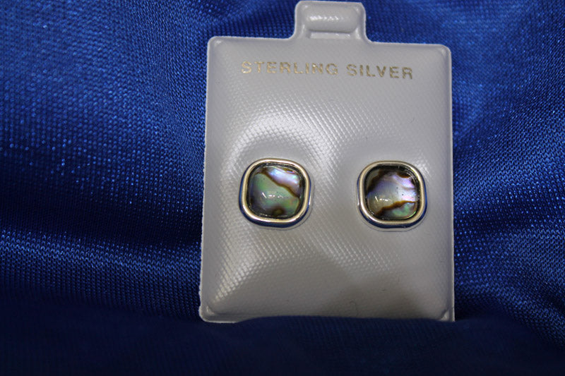 Square Abalone Shell Earrings in Sterling Silver