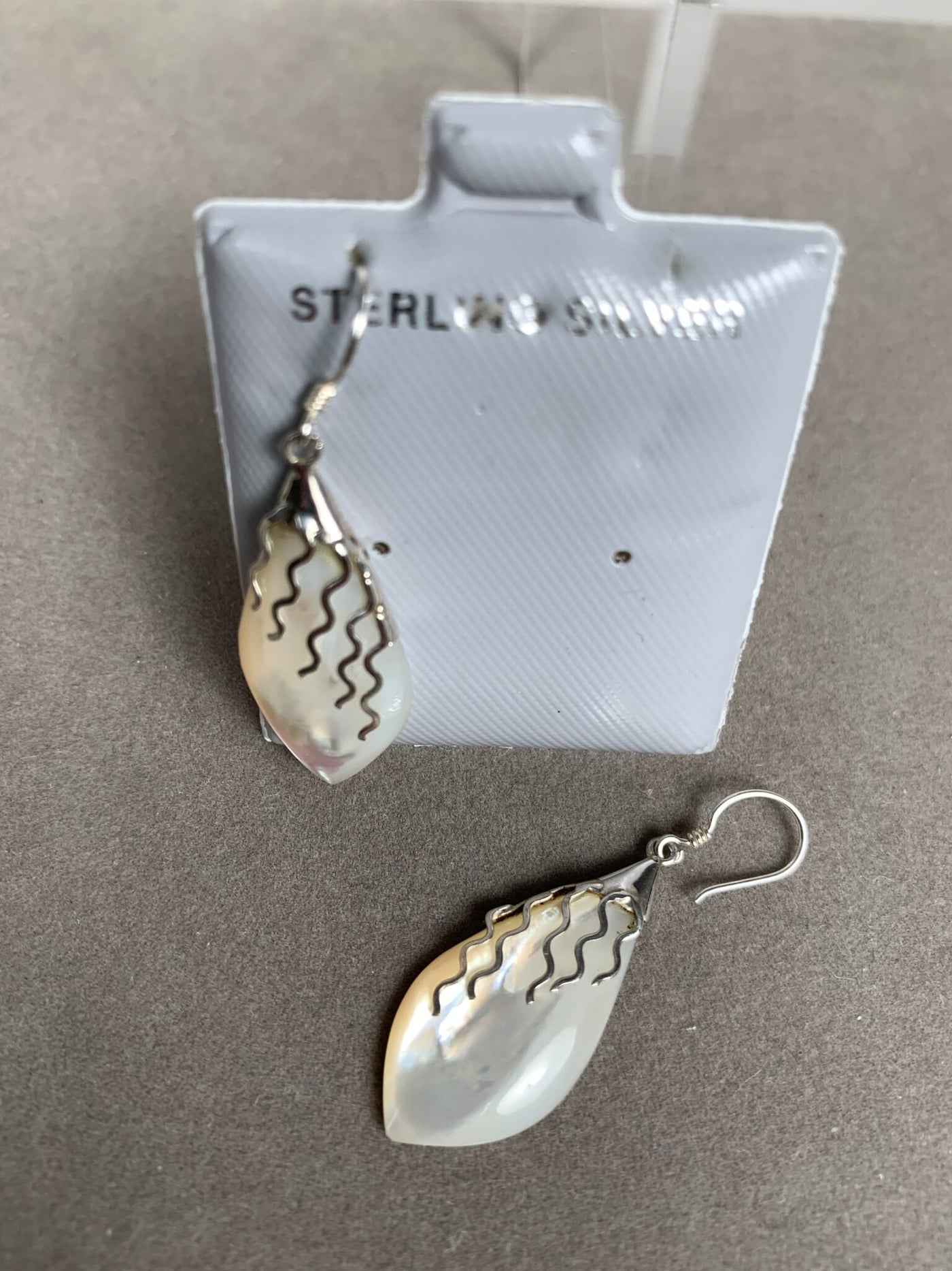Sterling Silver and White Shell (MOP) Dangling Earrings