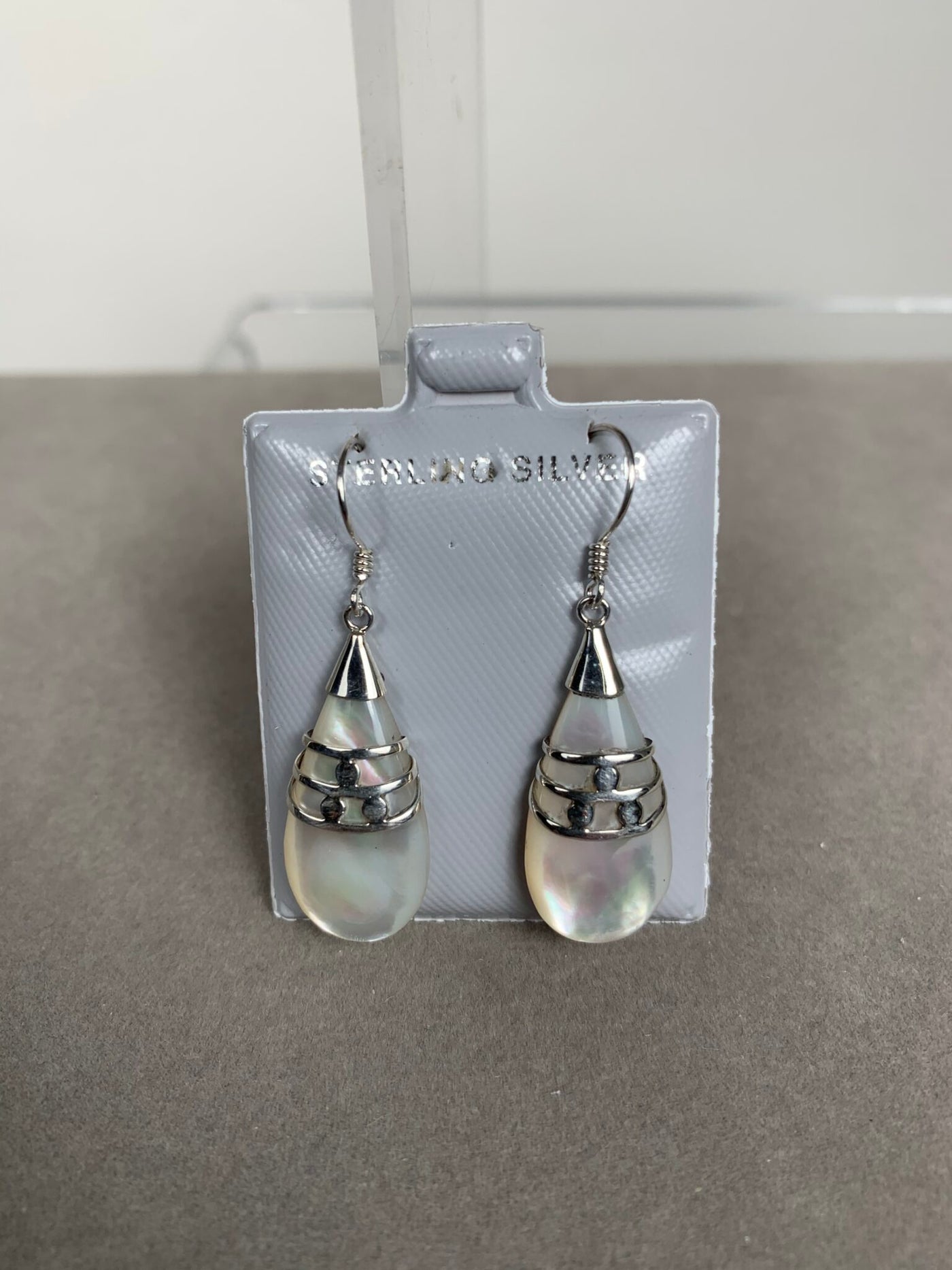 Sterling Silver and White Shell (MOP) Dangling Earrings