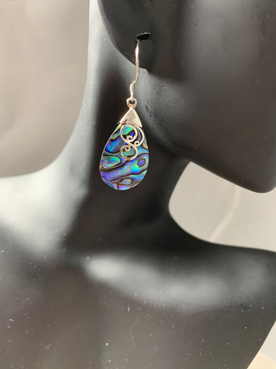 Sterling Silver and Abalone Shell Dangling Earrings
