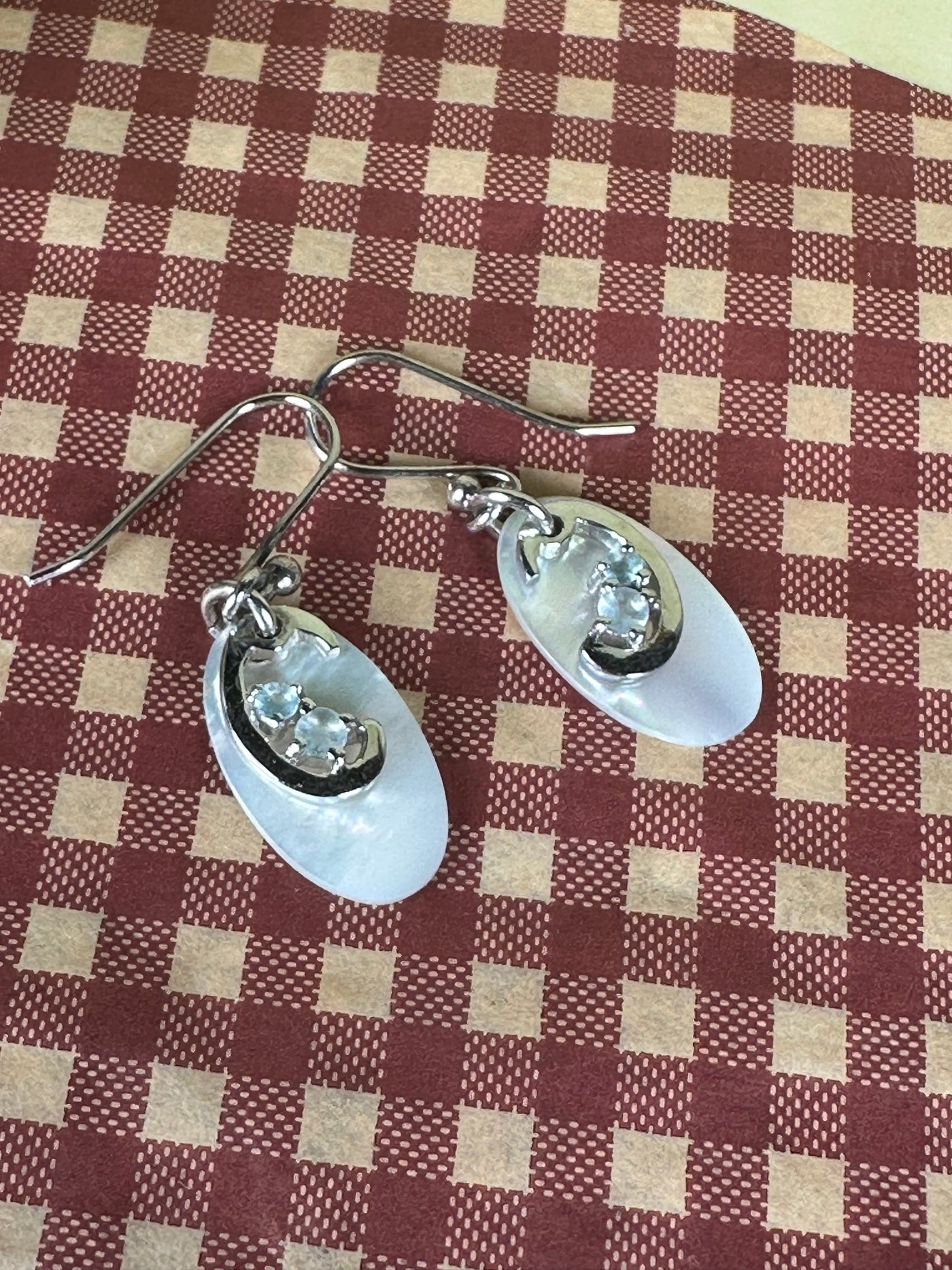 Sterling Silver & White MOP Shell 2 Layer Dangling Earrings