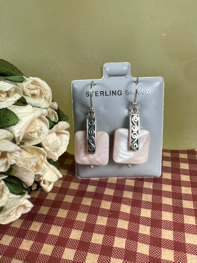 Sterling Silver & Pink Shell MOP Dangling Earrings