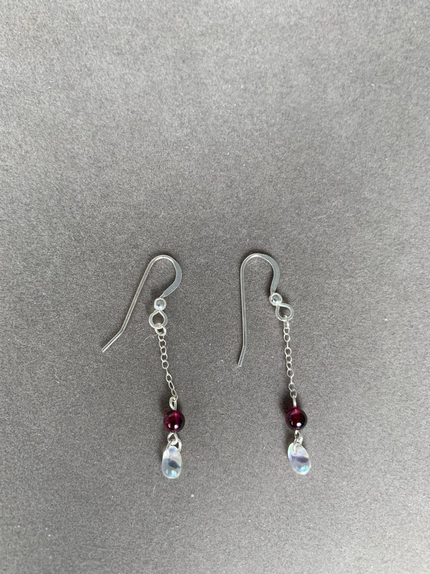 Sterling Silver and Garnet Dangling Earrings