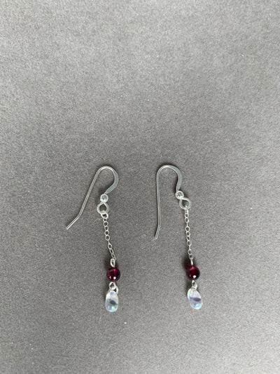 Sterling Silver and Garnet Dangling Earrings