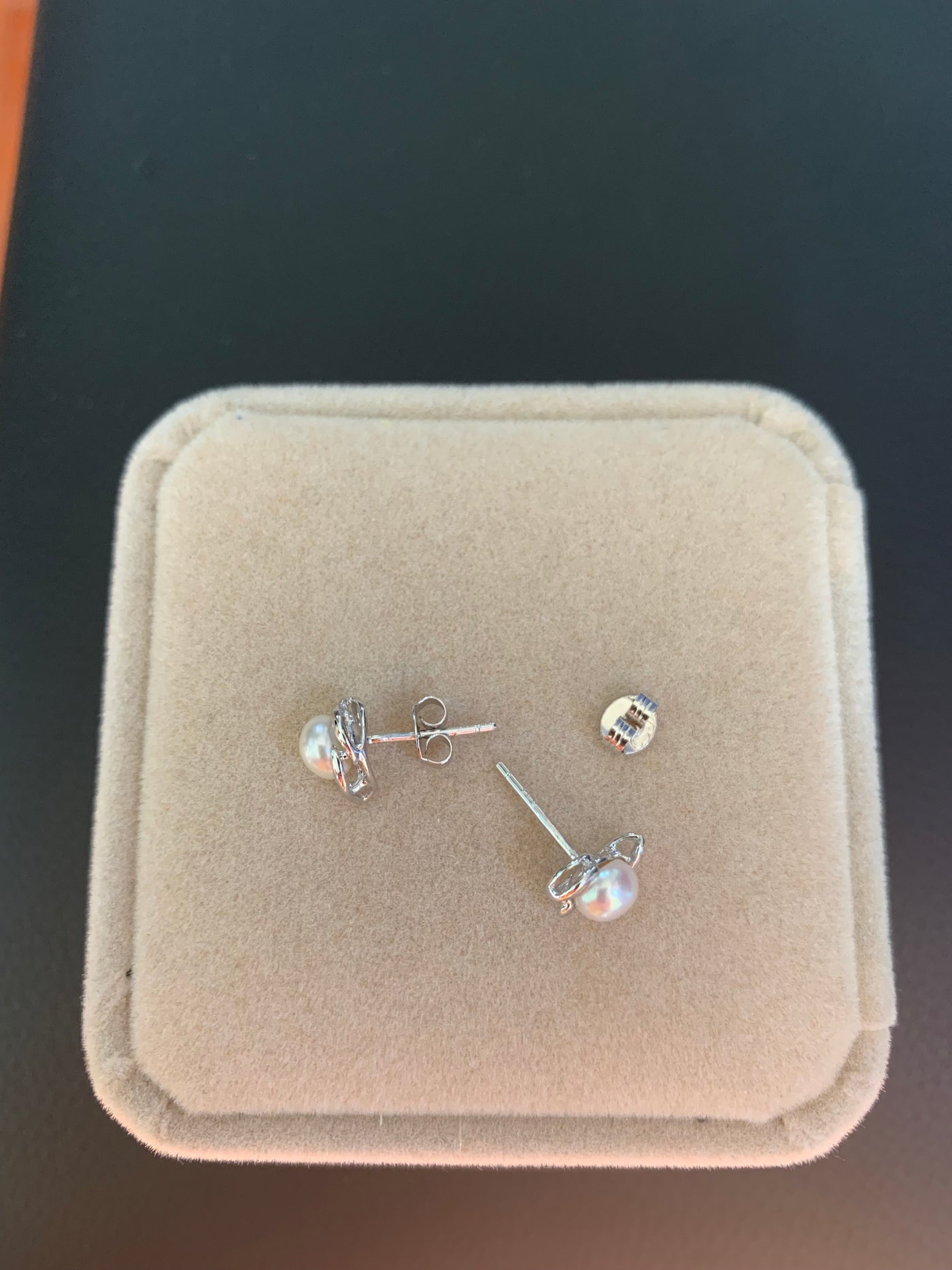 Sterling Silver & Cream Tone Pearl Stud Earrings on Post