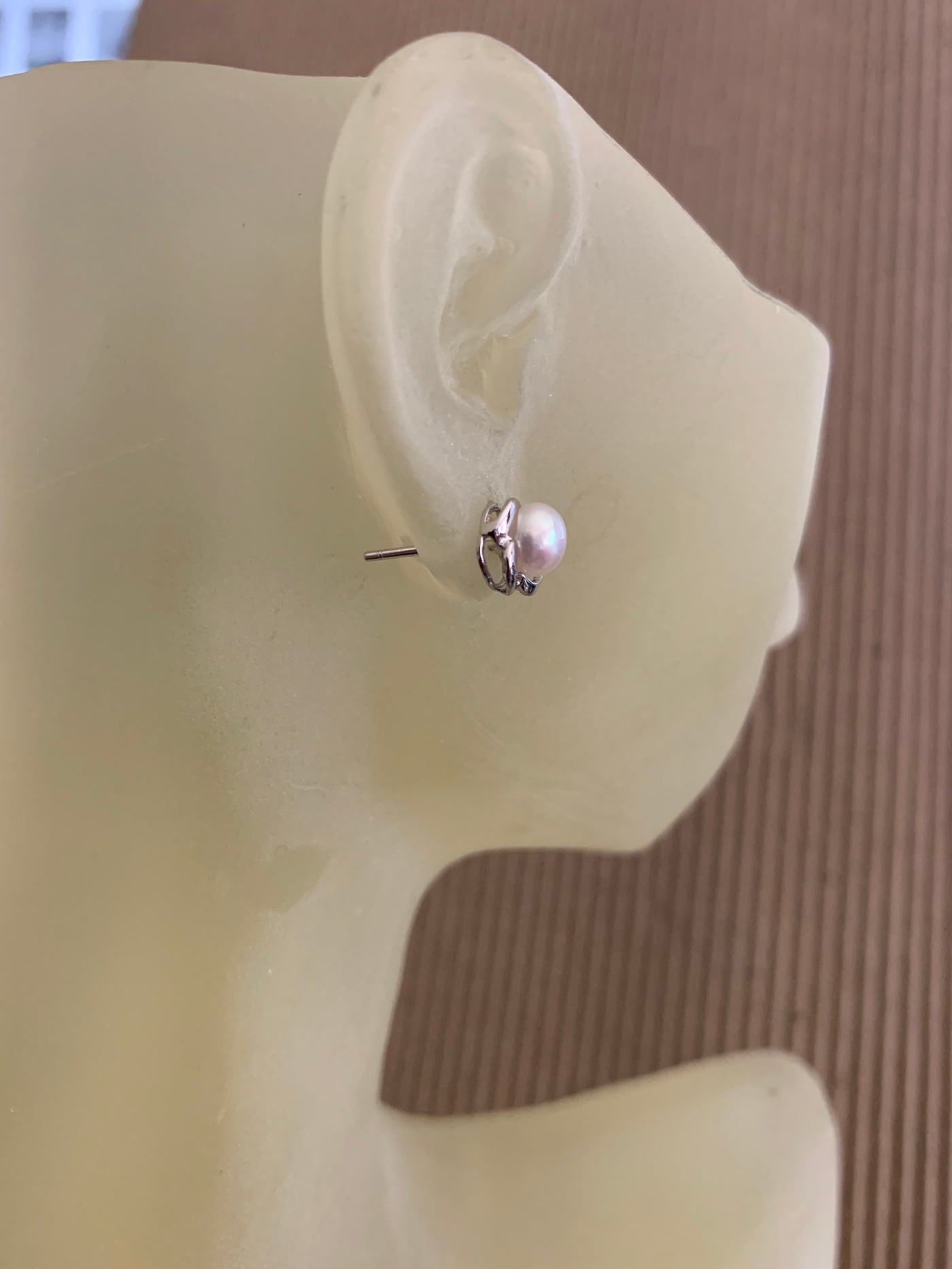 Sterling Silver & Cream Tone Pearl Stud Earrings on Post