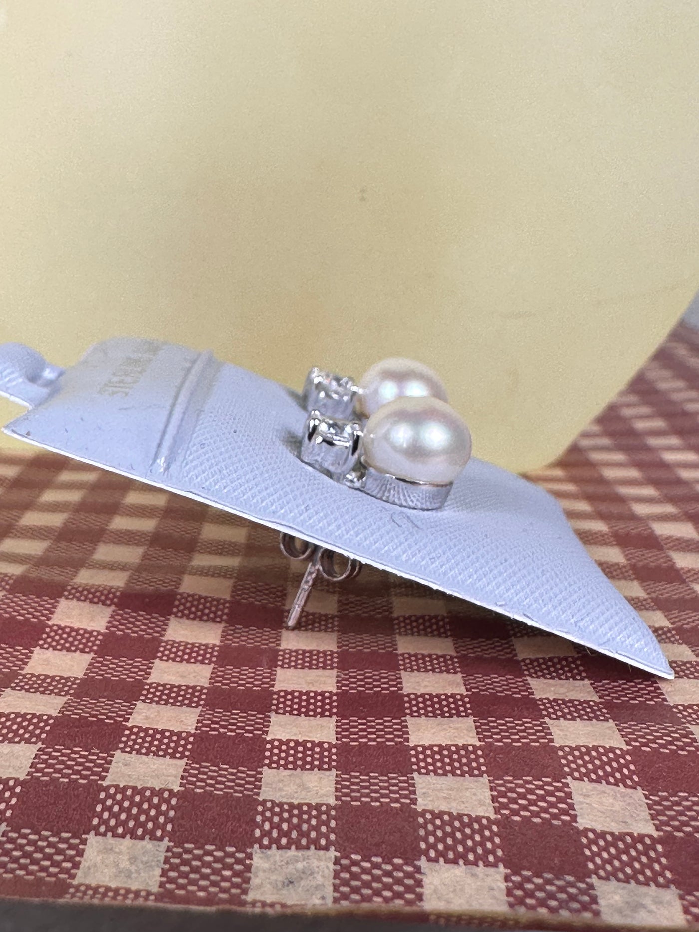 7mm Pearl Stud Earrings with CZ in Sterling Silver on Post